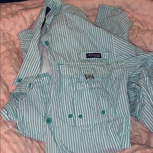 Striped Columbia fishing shirt.